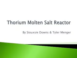 Thorium Molten Salt Reactor