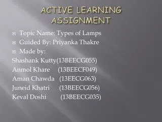 ACTIVE LEARNING ASSIGNMENT