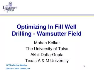 Optimizing In Fill Well Drilling - Wamsutter Field