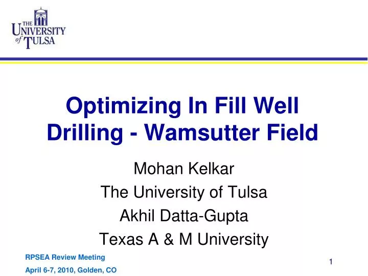 optimizing in fill well drilling wamsutter field