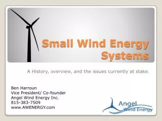 Small Wind Energy Systems
