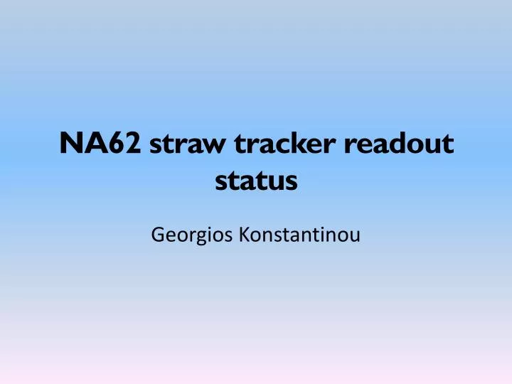 na62 straw tracker readout status