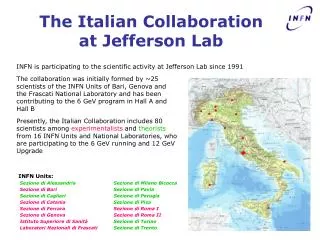 The Italian Collaboration at Jefferson Lab