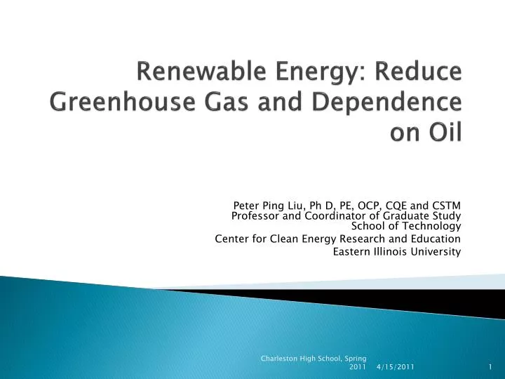 renewable energy reduce greenhouse gas and dependence on oil