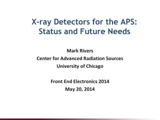 X-ray Detectors for the APS: Status and Future Needs