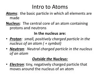 Intro to Atoms