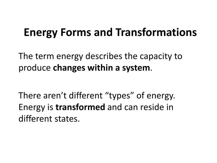 energy forms and transformations