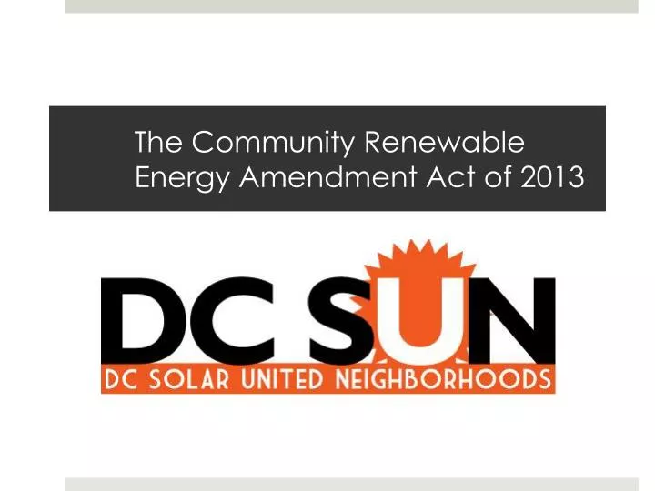 the community renewable energy amendment act of 2013