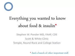 Everything you wanted to know about food &amp; insulin *
