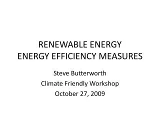 RENEWABLE ENERGY ENERGY EFFICIENCY MEASURES