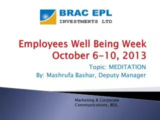 Employees Well Being Week October 6-10, 2013
