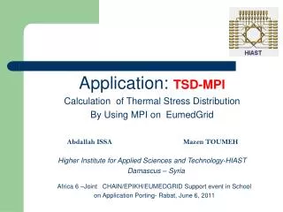 Application: TSD-MPI Calculation of Thermal Stress Distribution By Using MPI on EumedGrid