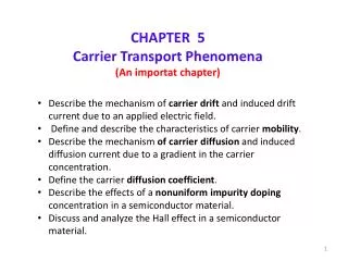 CHAPTER 5 Carrier Transport Phenomena (An importat chapter)