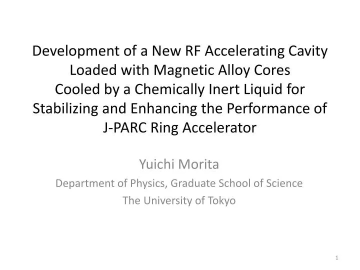 yuichi morita department of physics graduate school of science the university of tokyo