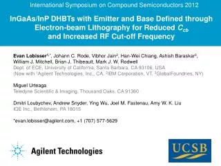 InGaAs/InP DHBTs with Emitter and Base Defined through Electron-beam Lithography for Reduced C cb and Increased RF C