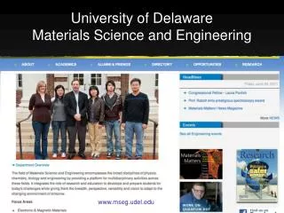 University of Delaware Materials Science and Engineering