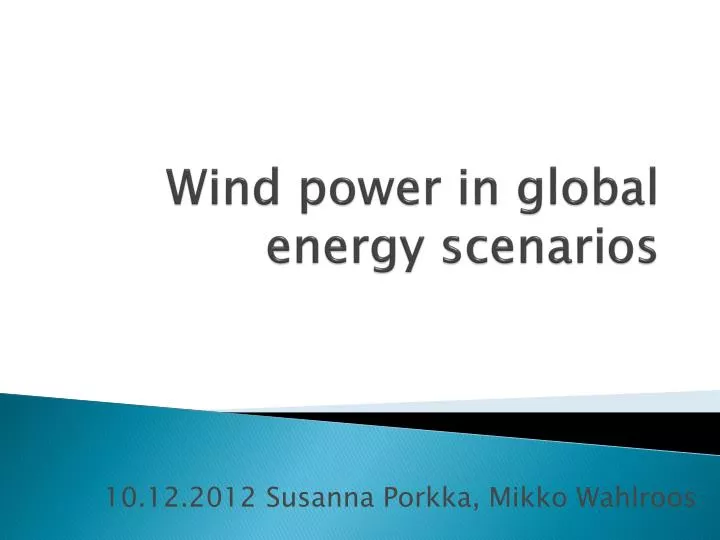 wind power in global energy scenarios