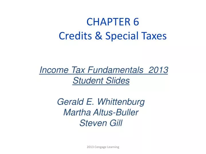 chapter 6 credits special taxes