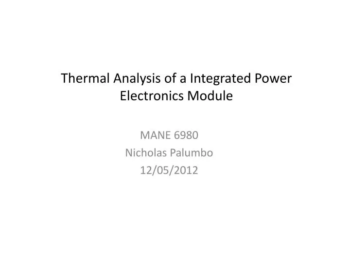 thermal analysis of a integrated power electronics module