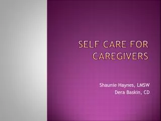 Self care for Caregivers