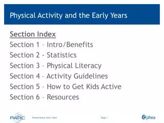 Physical Activity and the Early Years