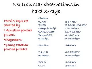 Neutron star observations in hard X-rays
