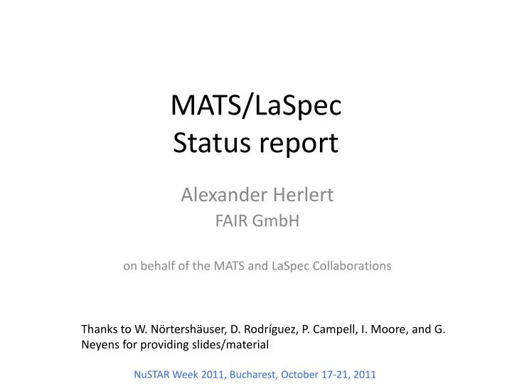 mats laspec status report