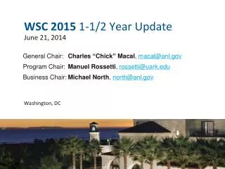 WSC 2015 1-1/2 Year Update June 21, 2014