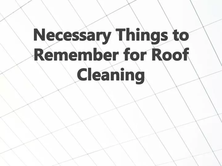 necessary things to remember for roof cleaning