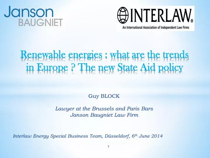 renewable energies what are the trends in europe the new state aid policy