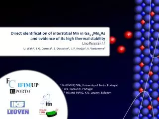 Direct identification of interstitial Mn in Ga 1-x Mn x As and evidence of its high thermal stability Lino Pereira 1, 2,