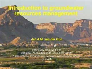 Introduction to groundwater resources management