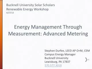 Energy Management Through Measurement: Advanced Metering
