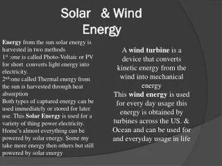Solar &amp; Wind Energy