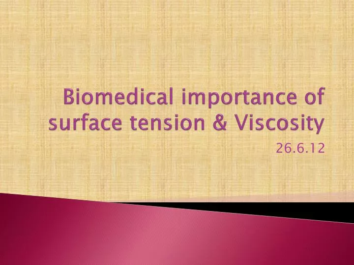 biomedical importance of surface tension viscosity