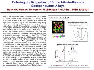 Tailoring the Properties of Dilute Nitride- Bismide Semiconductor Alloys Rachel Goldman, University of Michigan Ann Arb