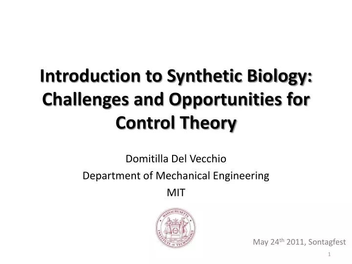introduction to synthetic biology challenges and opportunities for control theory