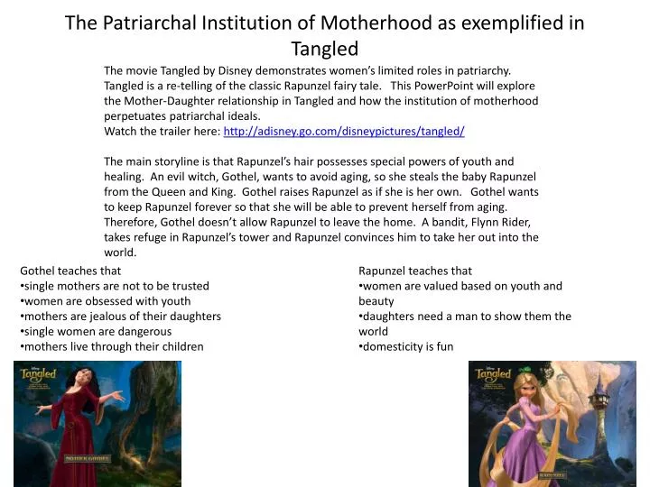 the patriarchal institution of motherhood as exemplified in tangled