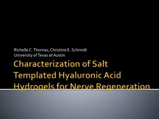 Characterization of Salt Templated Hyaluronic Acid Hydrogels for Nerve Regeneration