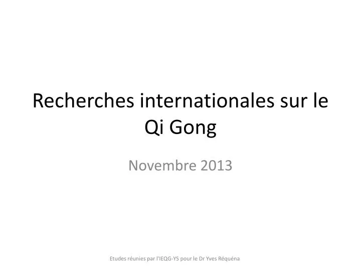 recherches internationales sur le qi gong