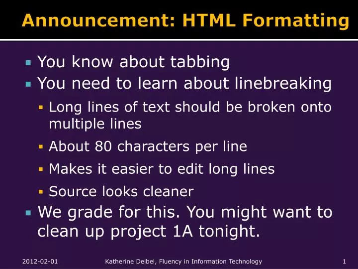 announcement html formatting