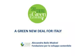 A GREEN NEW DEAL FOR ITALY