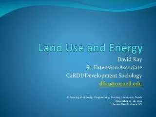 Land Use and Energy