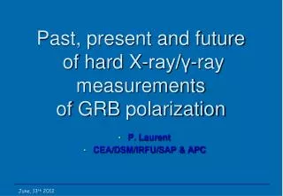 Past, present and future of hard X-ray/?-ray measurements of GRB polarization