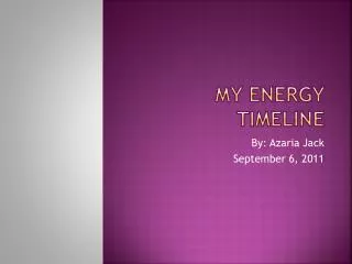 My Energy Timeline