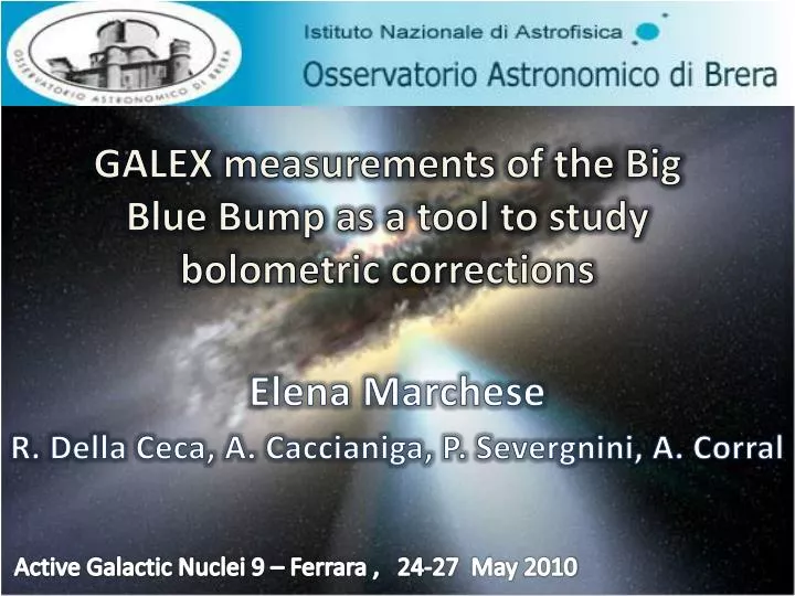 galex measurements of the big blue bump as a tool to study bolometric corrections