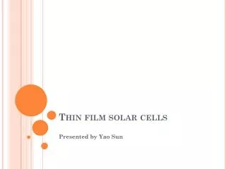 Thin film solar cells