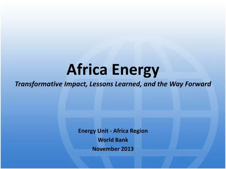 africa energy transformative impact lessons learned and the way forward