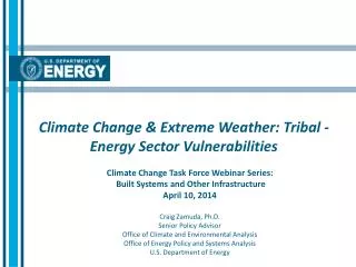 Climate Change &amp; Extreme Weather: Tribal -Energy Sector Vulnerabilities