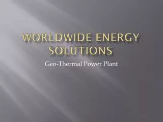 Worldwide Energy Solutions